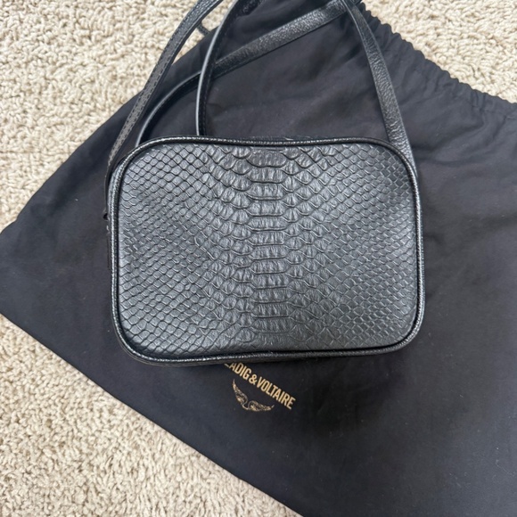 ZADIG & VOLTAIRE Lizard Embossed Leather Camera Shoulder Bag - Picture 5 of 6